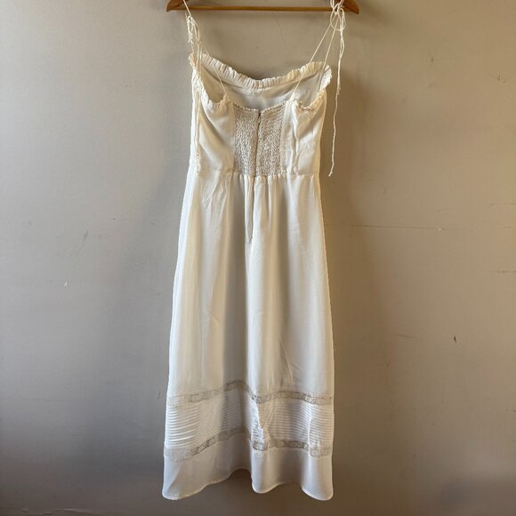 Reformation Ronan Midi Dress – Ivory – Tie Straps & Lace Trim – Size 6 - Picture 5 of 6
